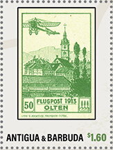 Stamp, World History of Aviation Switzerland, Antigua and Barbuda,  , Aviation