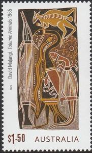 Stamp, Totemic Animals by David Malangi, Australia,  , Art