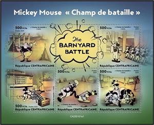 Mini Sheet, The Barnyard Battle, Central African Republic,  , Cartoons, Disney, Movies