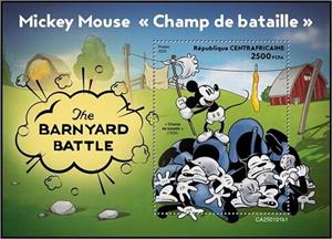 Souvenir Sheet, The Barnyard Battle, Central African Republic,  , Cartoons, Disney, Movies