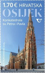 Stamp, Saint Peter & Paul Co-Cathedral, Osijek, Croatia,  , Churches - Cathedrals - Basilicas - Chapels, Tourism
