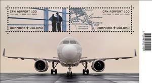 Souvenir Sheet, Copenhagen Airport, Centenary, Denmark,  , Aircraft, Airports, Aviation, Maps