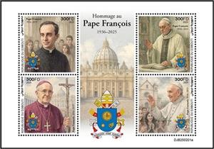 Mini Sheet, Tribute to Pope Francis, Djibouti,  , Famous People, Popes