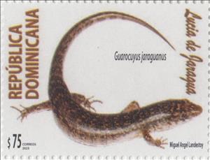 Stamp, Jaragua Forest Lizard (Guarocuyus jaraguanus), Dominican Republic,  , Lizards