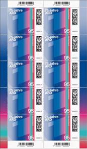 Full Pane, ARD Public Broadcaster, 75 Years, Germany, Federal Republic,  , Anniversaries and Jubilees, Broadcasting Corporations, Numbers