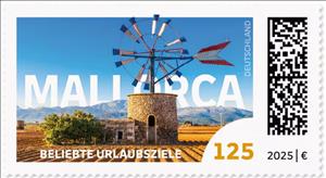 Stamp, Windmill, Mallorca, Spain, Germany, Federal Republic,  , Tourism, Windmills