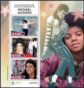Mini Sheet, 15th Anniversary of the Death of Michael Jackson, Guinea,  , Anniversaries and Jubilees, Singers