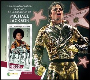 Souvenir Sheet, Michael Jackson (1958–2009), Guinea,  , Anniversaries and Jubilees, Singers