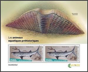 Souvenir Sheet, Prehistoric Water Animals (Falcatus falcatus), Guinea,  , Prehistoric Animals, Prehistory