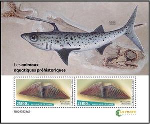 Souvenir Sheet, Prehistoric Water Animals (Mucrospirifer dilvianoides), Guinea,  , Prehistoric Animals, Prehistory