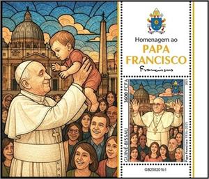 Souvenir Sheet, Pope Francis (1936-2025), Guinea-Bissau,  , Famous People, Popes