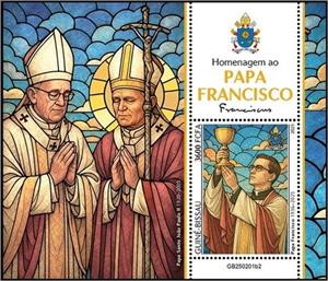 Souvenir Sheet, Pope Francis (1936-2025), Guinea-Bissau,  , Famous People, Popes