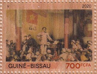 Stamp, Scenes from the Life of Mao Zedong, Guinea-Bissau,  , Famous People, Heads of State, Political parties, Politicians