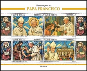 Mini Sheet, Tribute to Pope Francis, Guinea-Bissau,  , Famous People, Popes