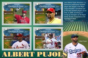 Mini Sheet, Baseball - Albert Pujols, Guinea,  , Baseball, Famous People, Sports