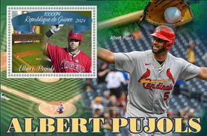 Souvenir Sheet, Baseball - Albert Pujols, Guinea,  , Baseball, Famous People, Sports