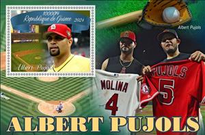 Souvenir Sheet, Baseball - Albert Pujols, Guinea,  , Baseball, Famous People, Sports