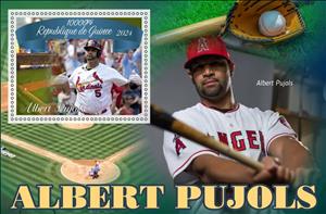 Souvenir Sheet, Baseball - Albert Pujols, Guinea,  , Baseball, Famous People, Sports