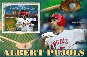 Souvenir Sheet, Baseball - Albert Pujols, Guinea,  , Baseball, Famous People, Sports