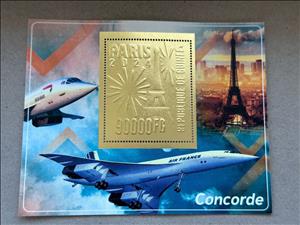 Souvenir Sheet, Olympic Games in Paris - Concorde, Guinea,  , Aircraft, Aviation, Olympic Games, Sports