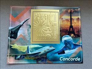Souvenir Sheet, Olympic Games in Paris - Concorde, Guinea,  , Aircraft, Aviation, Olympic Games, Sports