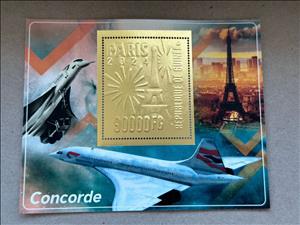 Souvenir Sheet, Olympic Games in Paris - Concorde, Guinea,  , Aircraft, Aviation, Olympic Games, Sports