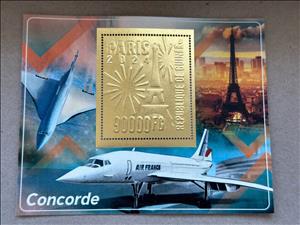 Souvenir Sheet, Olympic Games in Paris - Concorde, Guinea,  , Aircraft, Aviation, Olympic Games, Sports