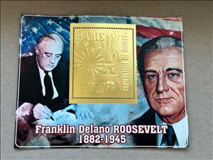 Souvenir Sheet, Olympic Games in Paris - Franklin Delano Roosevelt, Guinea,  , Famous People, Heads of State, Olympic Games, Politicians, Sports