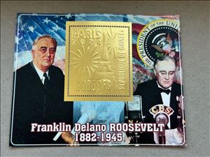 Souvenir Sheet, Olympic Games in Paris - Franklin Delano Roosevelt, Guinea,  , Famous People, Heads of State, Olympic Games, Politicians, Sports