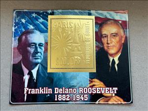 Souvenir Sheet, Olympic Games in Paris - Franklin Delano Roosevelt, Guinea,  , Famous People, Heads of State, Olympic Games, Politicians, Sports