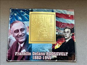 Souvenir Sheet, Olympic Games in Paris - Franklin Delano Roosevelt, Guinea,  , Famous People, Heads of State, Olympic Games, Politicians, Sports
