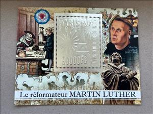 Souvenir Sheet, Olympic Games in Paris - Reformation Martin Luther, Guinea,  , Famous People, Olympic Games, Protestant, Reformers, Religion, Sports