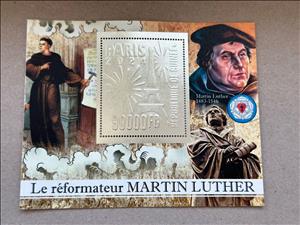 Souvenir Sheet, Olympic Games in Paris - Reformation Martin Luther, Guinea,  , Famous People, Olympic Games, Protestant, Reformers, Religion, Sports