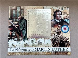 Souvenir Sheet, Olympic Games in Paris - Reformation Martin Luther, Guinea,  , Famous People, Olympic Games, Protestant, Reformers, Religion, Sports