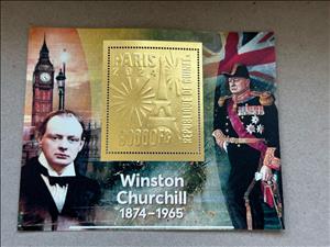 Souvenir Sheet, Olympic Games in Paris - Winston Churchill, Guinea,  , Authors, Famous People, Literary People (Poets and Writers), Olympic Games, Painters, Politicians, Prime Ministers, Sports
