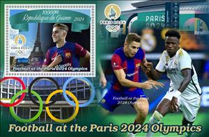 Souvenir Sheet, Olympic Games in Paris in 2024 - Football, Guinea,  , Football (Soccer), Olympic Games, Sports