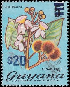 Stamp, Annatto Tree, Guyana,  , Flowers, Plants (Flora)