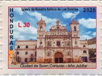 Stamp, Our Lady of Los Dolores Church, Honduras,  , Churches - Cathedrals - Basilicas - Chapels, Townscapes / City Views