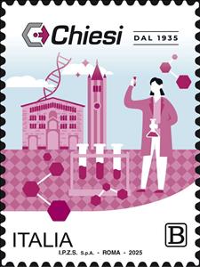 Stamp, Chiesi Pharmaceuticals Centenary, Italy,  , Economy, Medical Science