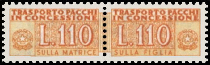 Se-tenant, Concession Parcel - Wmk. Stars IV- Vinyl Gum, Italy,  , Coats of Arms, Postal Services