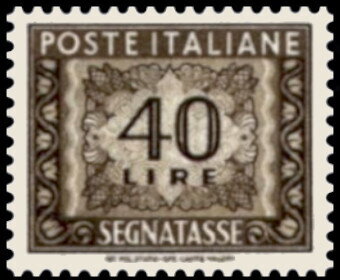 Stamp, Numeral - Wmk. stars IV, fluorescent ink - Vinyl Gum, Italy,  , Numbers, Postal Services