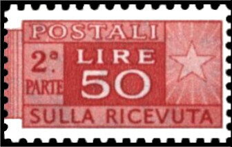 Stamp, Post Horn - Wmk. stars II 65° - 2nd issue - 2nd part, Italy,  , Postal Services, Stars