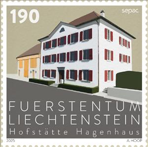 Stamp, SEPAC 2025 : Hagenhaus. Nendeln, Liechtenstein,  , Architecture, Buildings, Post Offices, S.E.P.A.C.