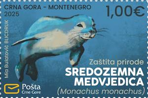Stamp, Mediterranean Monk Seal (Monachus monachus), Montenegro,  , Animals (Fauna), Sea (Marine) Mammals, Sea Life, Seals (Animals)
