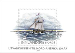 Souvenir Sheet, Migrant Ship "Restauration", Norway,  , Emigration, Sailing Ships, Ships