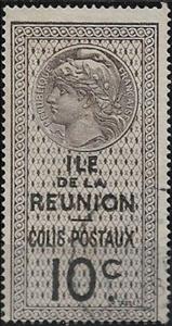 Stamp, Parcel post stamp, Reunion,  , Coins, Gods and goddesses, Mythology