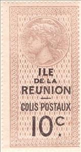 Stamp, Parcel post stamp, Reunion,  , Coins, Gods and goddesses, Mythology