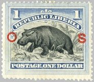 Pygmy Hippopotamus (Choeropsis liberiensis) - Overprint O S