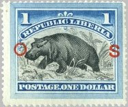 Pygmy Hippopotamus (Choeropsis liberiensis) - Overprint O S