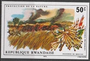 Stamp, Tapinanthus prunifolius, Brush fire, Rwanda,  , Animals (Fauna), Antelopes, Environment Protection, Fire and Flames, Plants (Flora)